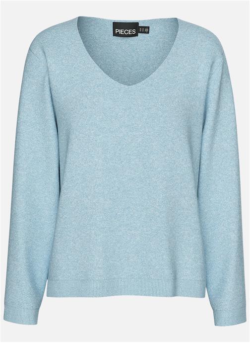 Pieces Pulls Pull col v droit - 17154974 femme bleu