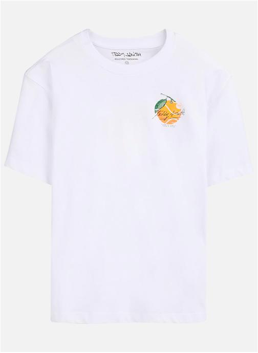 Teddy Smith Tee-shirts T-shirt coton col rond droit - 61007771D garçon blanc