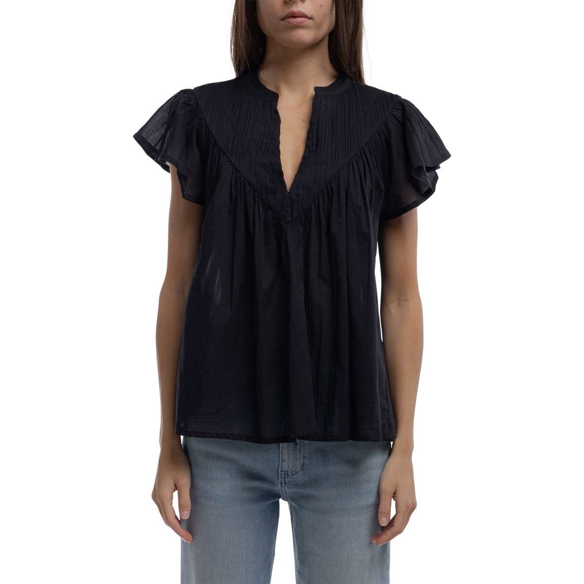Blouses Top coton ample - 32318075D femme noir Teddy Smith Blouses Top coton ample - 32318075D femme noir Noir