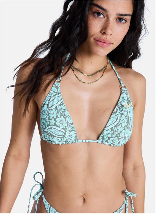 Roxy Hauts de maillot triangle Wildside Paisley Tiki Tri femme vert