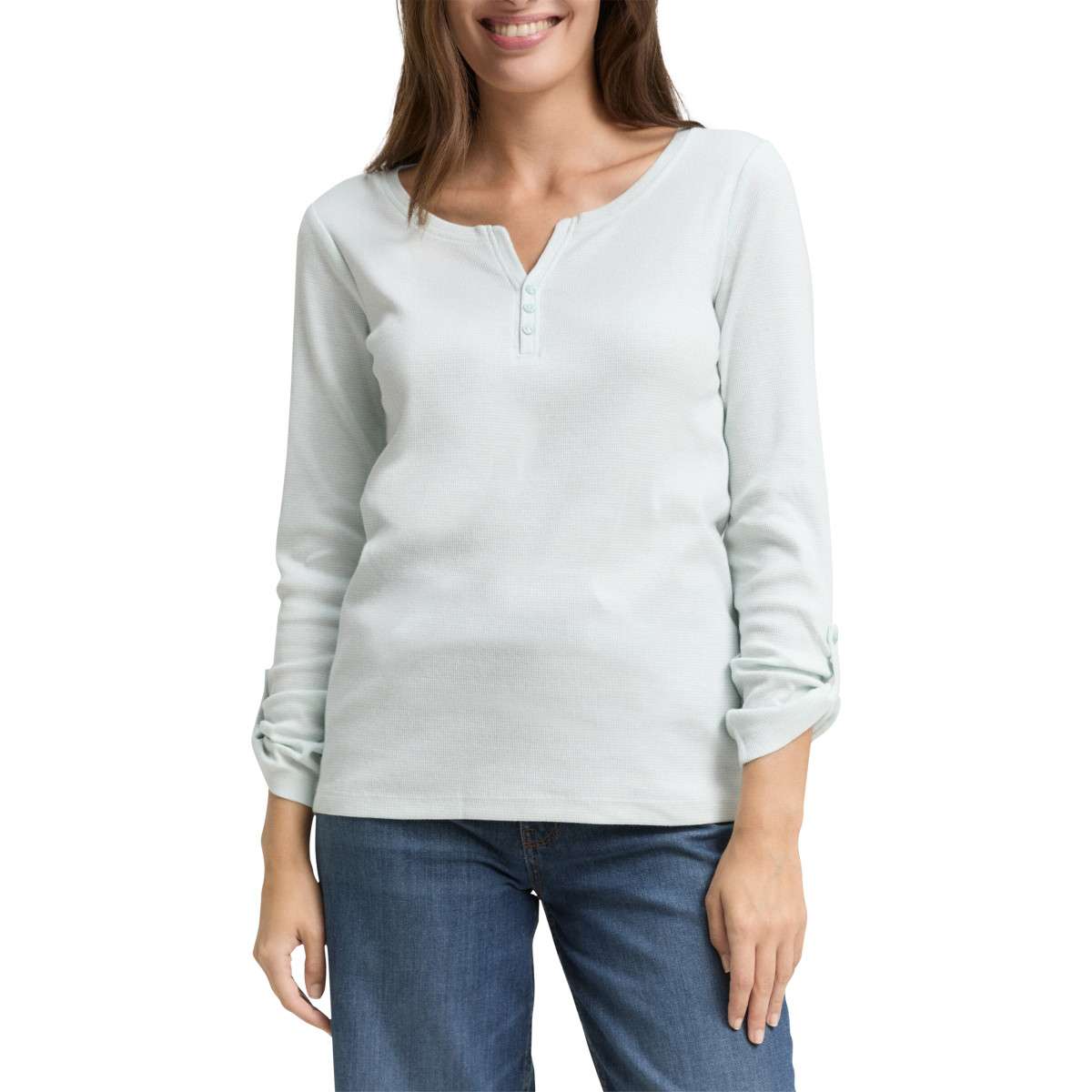Tee-shirts T-shirt coton biologique col tunisien manches longues ajusté - 1024036 femme blanc Tom Tailor Tee-shirts T-shirt coton biologique col tunisien manches longues ajusté - 1024036 femme blanc Blanc