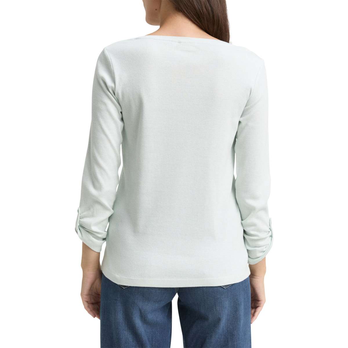 Tee-shirts T-shirt coton biologique col tunisien manches longues ajusté - 1024036 femme blanc Tom Tailor Tee-shirts T-shirt coton biologique col tunisien manches longues ajusté - 1024036 femme blanc Blanc