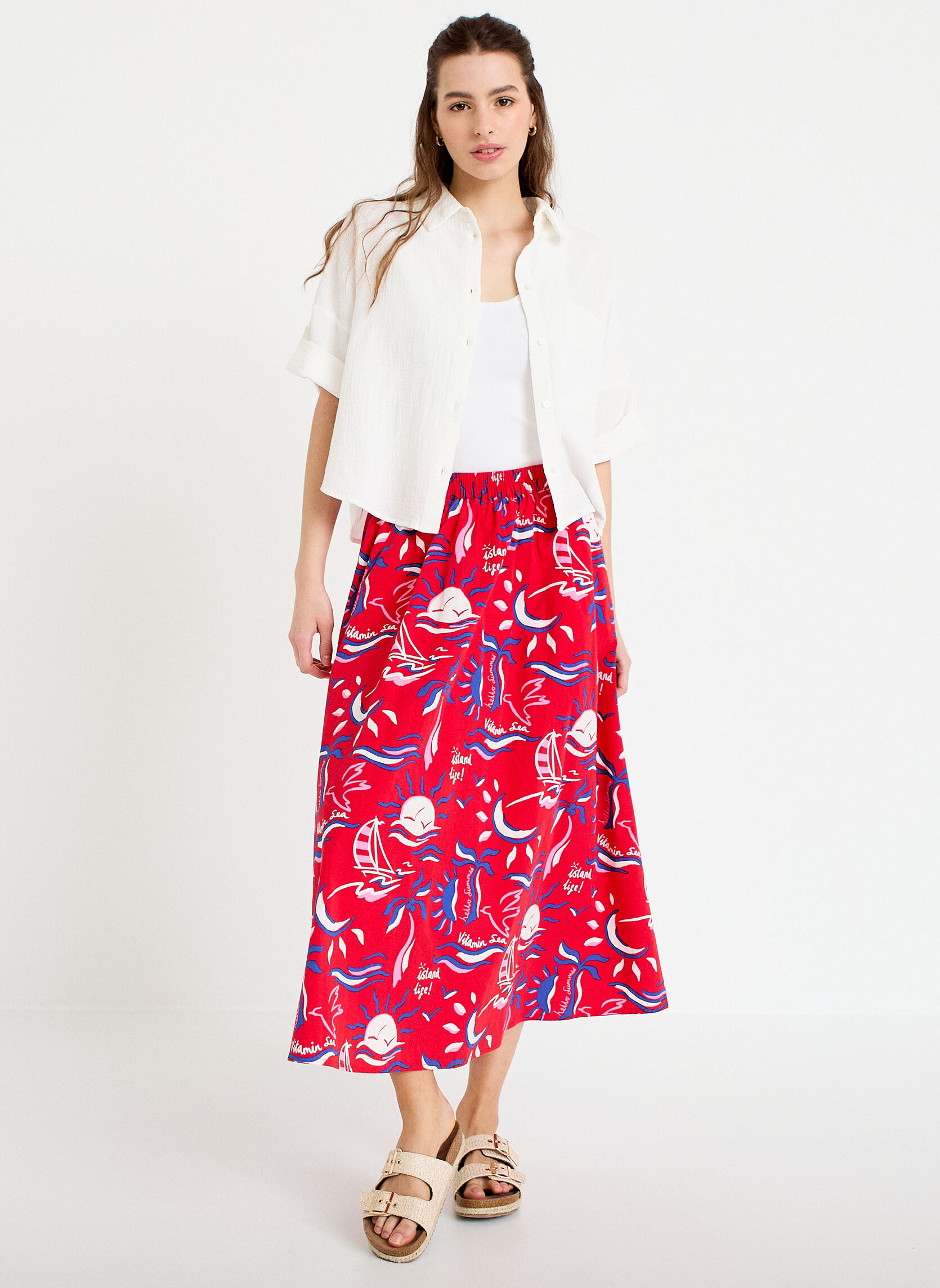 Jupes mi-longues JUPONBOAT femme rouge Cache Cache Jupes mi-longues JUPONBOAT femme rouge Rouge