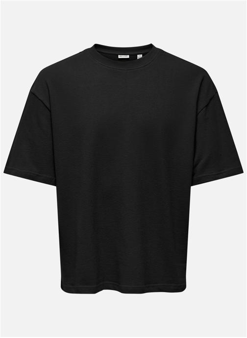 Only & Sons Tee-shirts T-shirt coton oversize ONSLENNY OVZ SS STRCT TEE NOOS - 22036392 homme noir