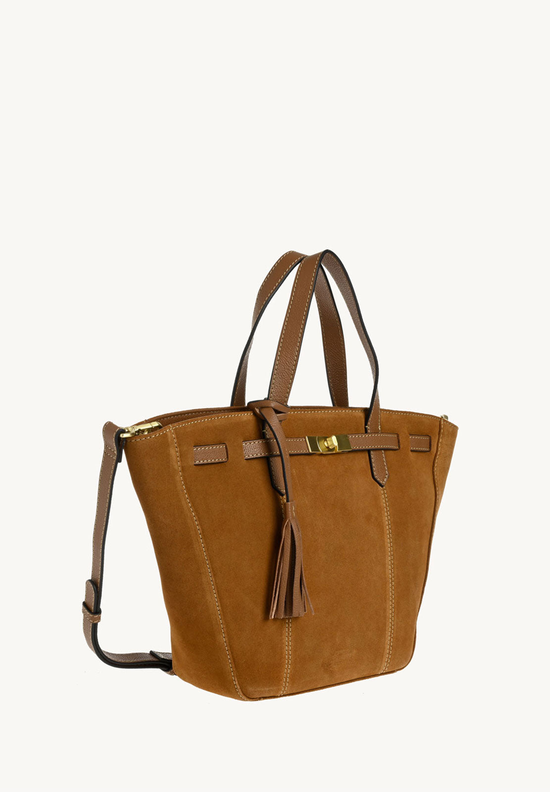 Sacs à main SUNDAY - Grand sac trapèze en cuir velours - COGNAC femme marron Loxwood Sacs à main SUNDAY - Grand sac trapèze en cuir velours - COGNAC femme marron Marron clair