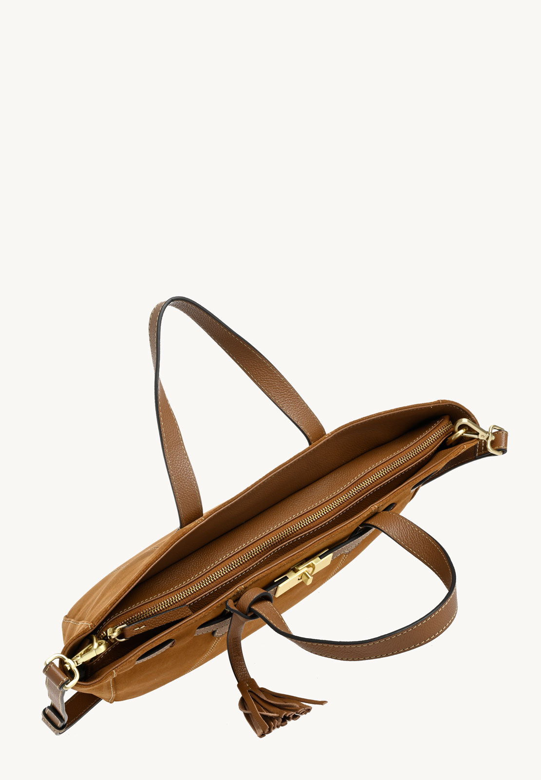 Sacs à main SUNDAY - Grand sac trapèze en cuir velours - COGNAC femme marron Loxwood Sacs à main SUNDAY - Grand sac trapèze en cuir velours - COGNAC femme marron Marron clair