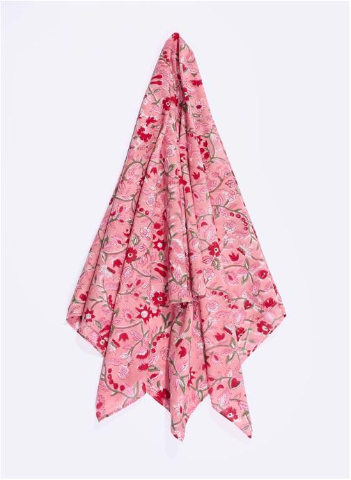 La Fiancée Foulards Carré coton imprimé YUSSA femme rose