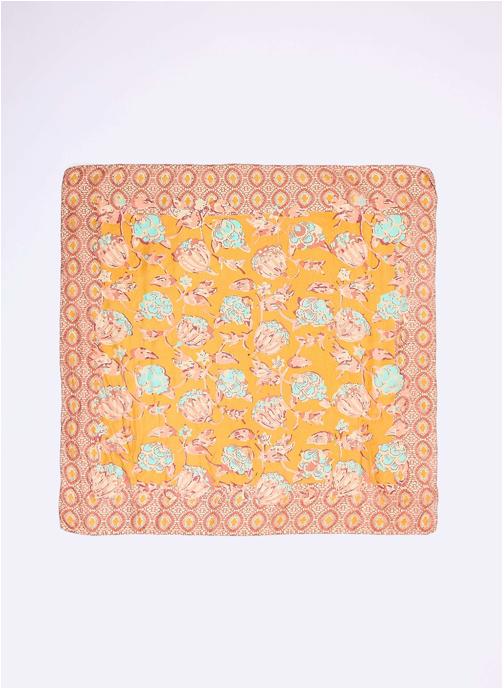 La Fiancée Foulards Foulard en soie imprimé SOIE femme jaune