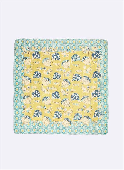 La Fiancée Foulards Foulard en soie imprimé SOIE femme jaune