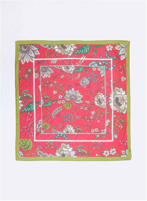 La Fiancée Foulards Grande étole voile de coton imprimée MAXI femme rouge