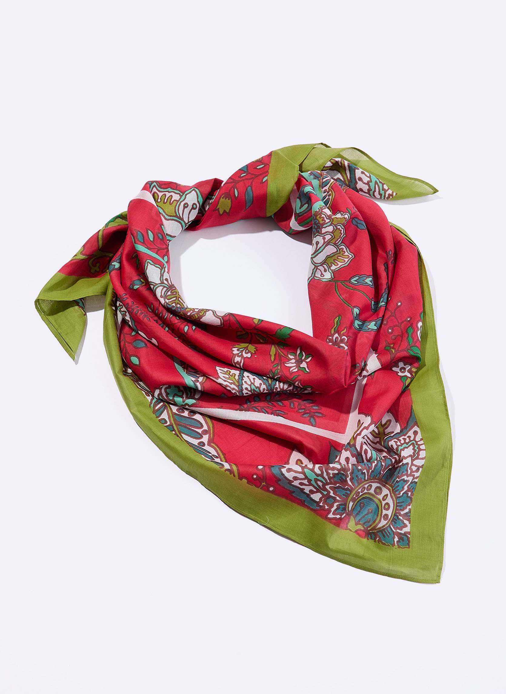 Foulards Grande étole voile de coton imprimée MAXI femme rouge La Fiancée Foulards Grande étole voile de coton imprimée MAXI femme rouge Rouge