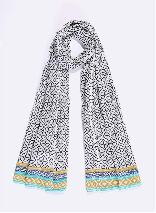 La Fiancée Foulards Paréo imprimé voile de coton bio SARONG femme blanc