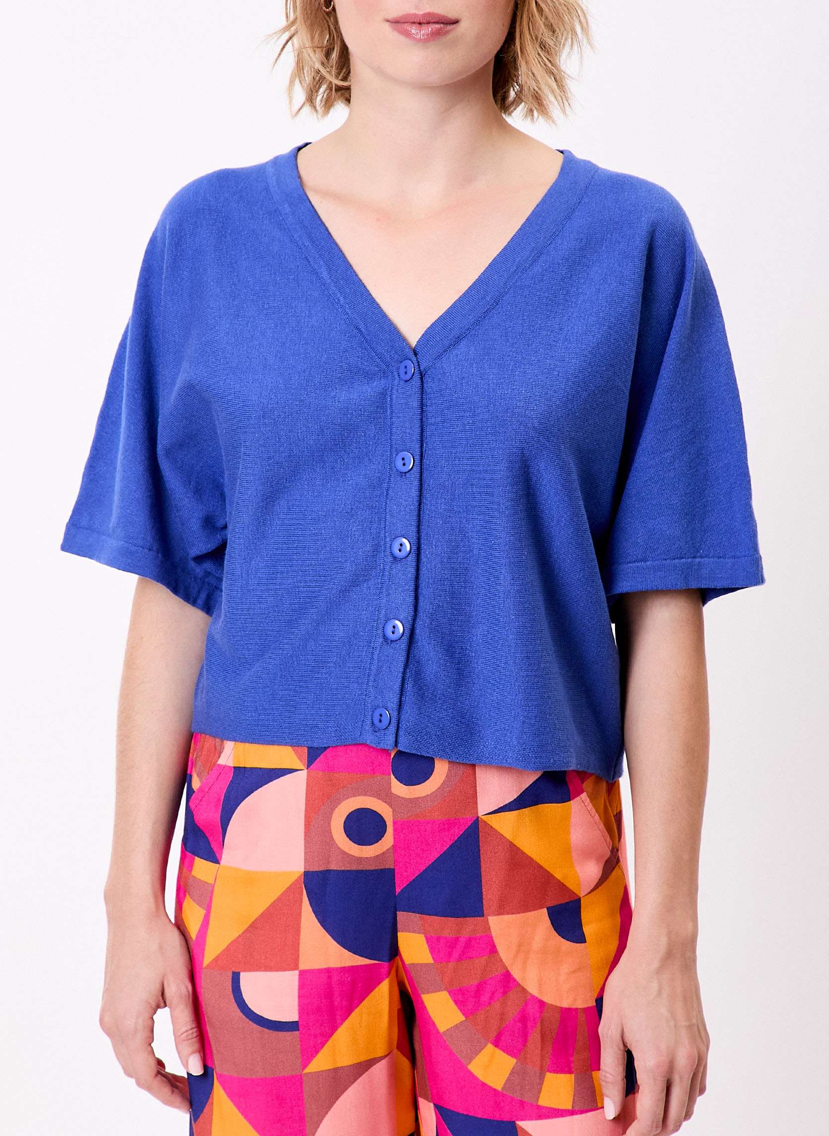 Gilets Gilet court en maille uni MELIO femme bleu La Fiancée Gilets Gilet court en maille uni MELIO femme bleu Bleu