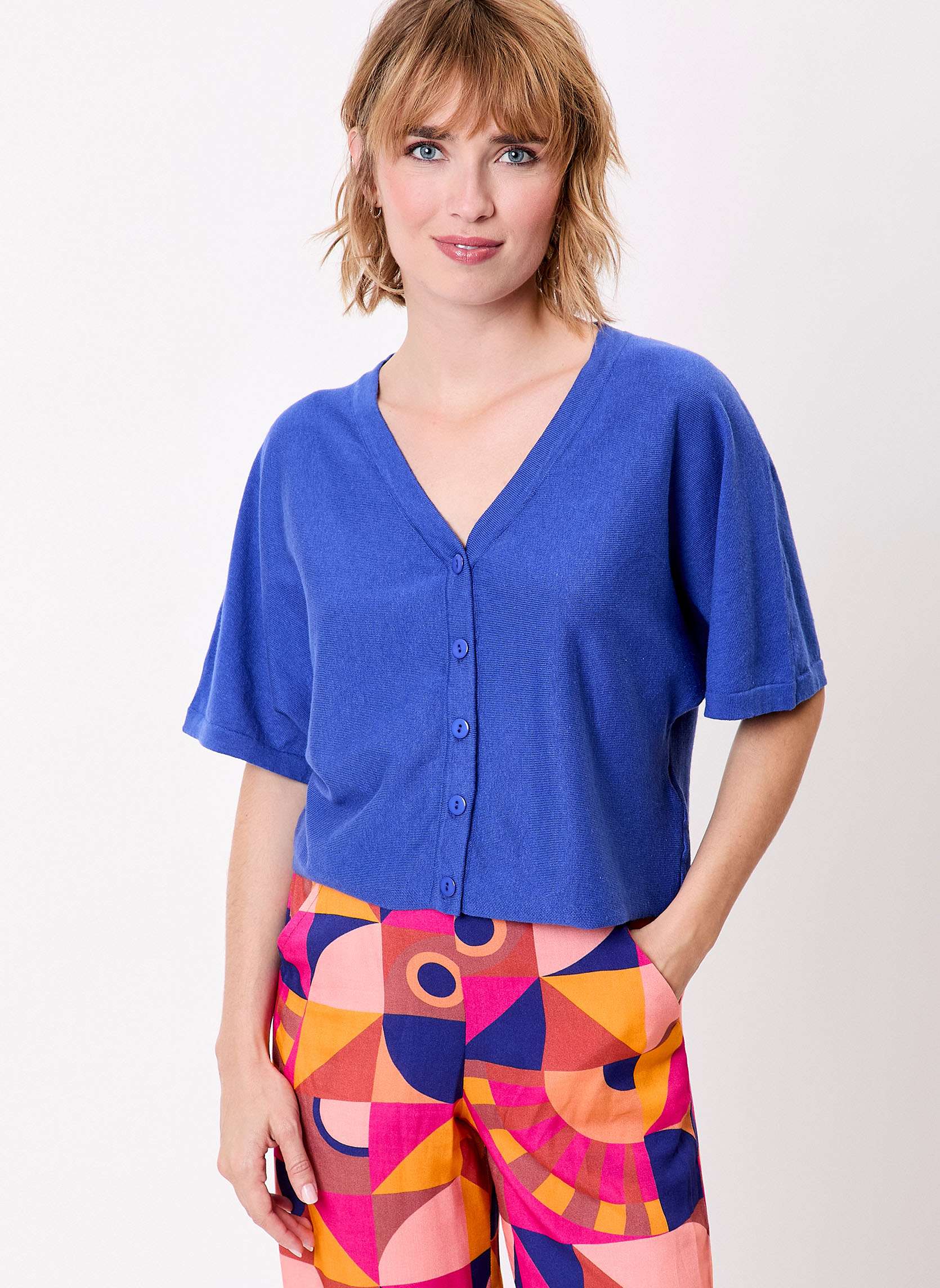 Gilets Gilet court en maille uni MELIO femme bleu La Fiancée Gilets Gilet court en maille uni MELIO femme bleu Bleu