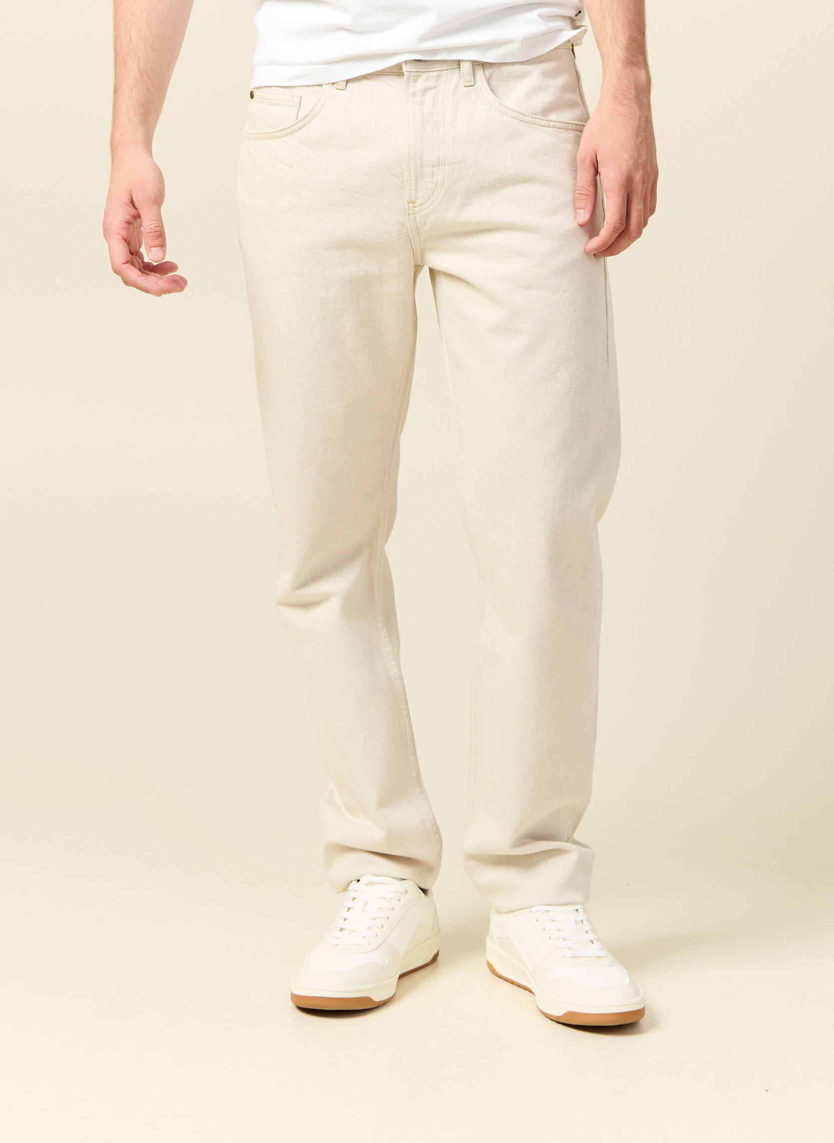 Jeans droit SOCHI-TOILE homme blanc Bonobo Jeans droit SOCHI-TOILE homme blanc Blanc