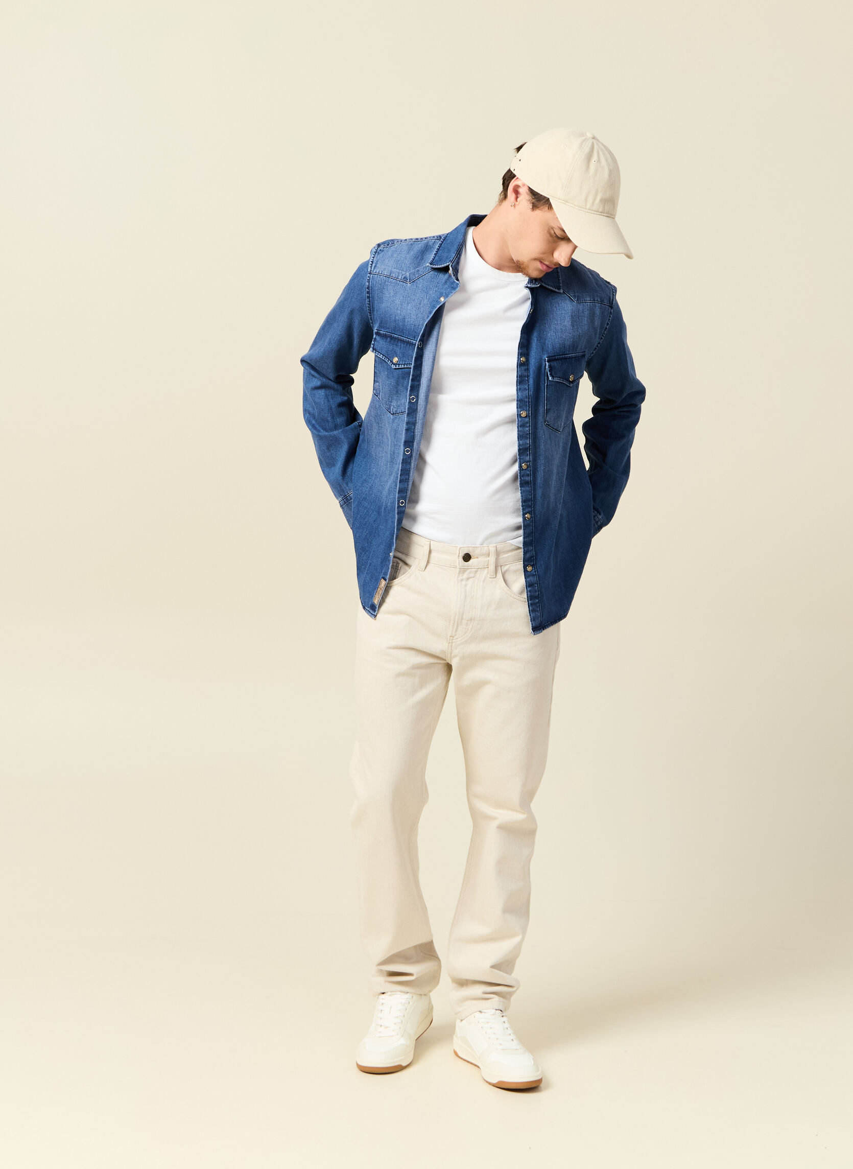 Jeans droit SOCHI-TOILE homme blanc Bonobo Jeans droit SOCHI-TOILE homme blanc Blanc