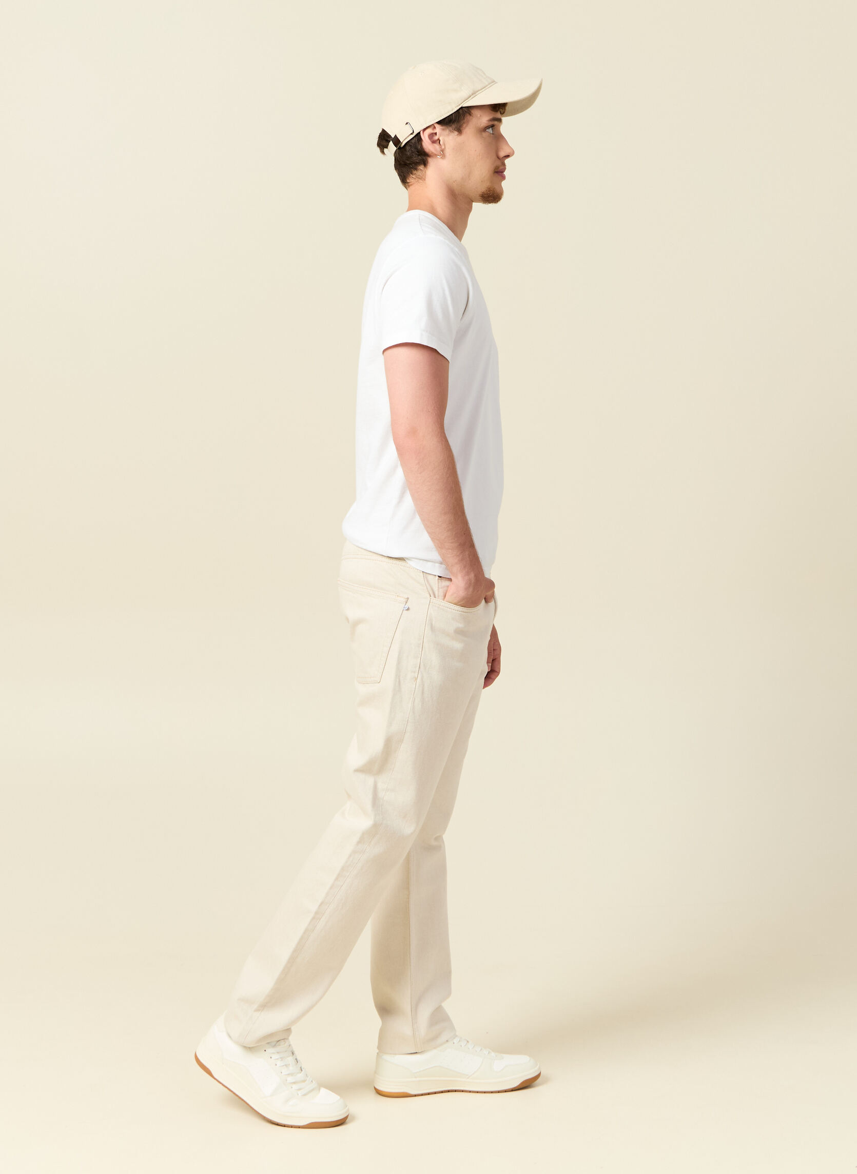 Jeans droit SOCHI-TOILE homme blanc Bonobo Jeans droit SOCHI-TOILE homme blanc Blanc