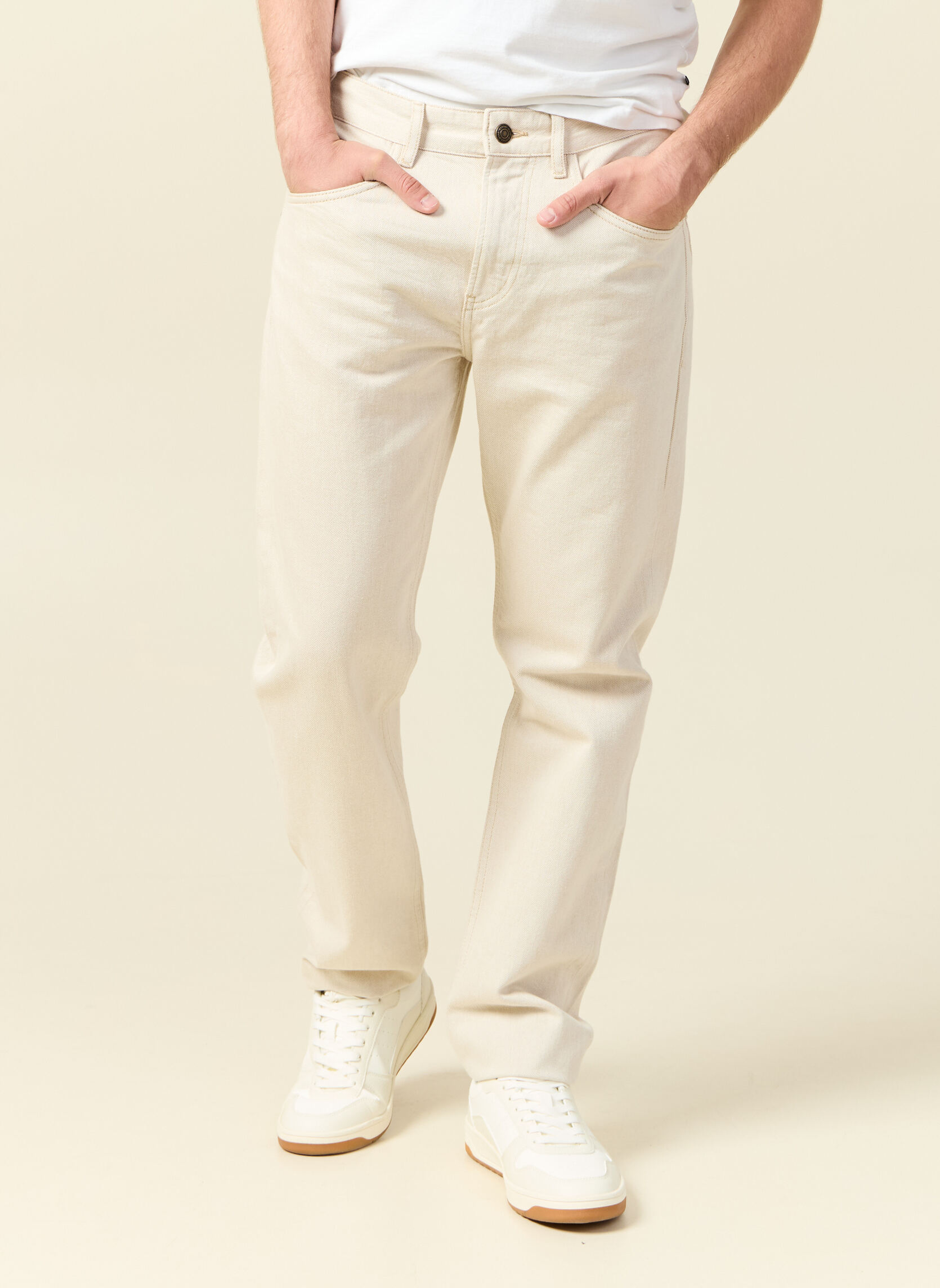 Jeans droit SOCHI-TOILE homme blanc Bonobo Jeans droit SOCHI-TOILE homme blanc Blanc