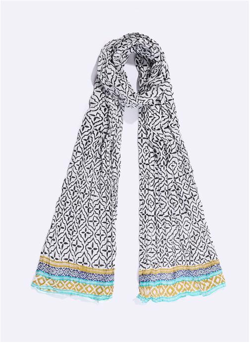 La Fiancée Foulards Foulard imprimé voile de coton bio LAVANDI femme gris