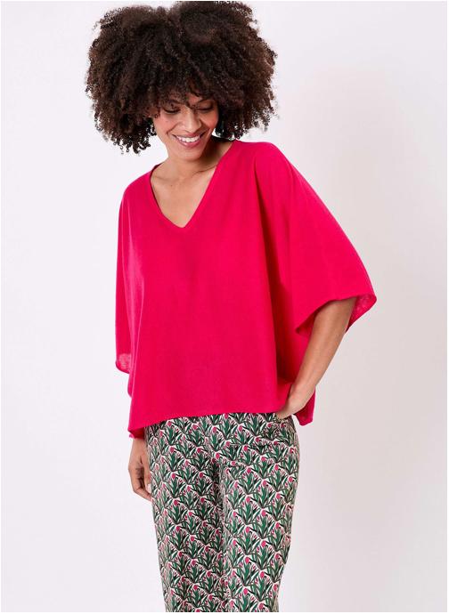 La Fiancée Pulls Pull uni en maille fine et légère AMIL femme rose