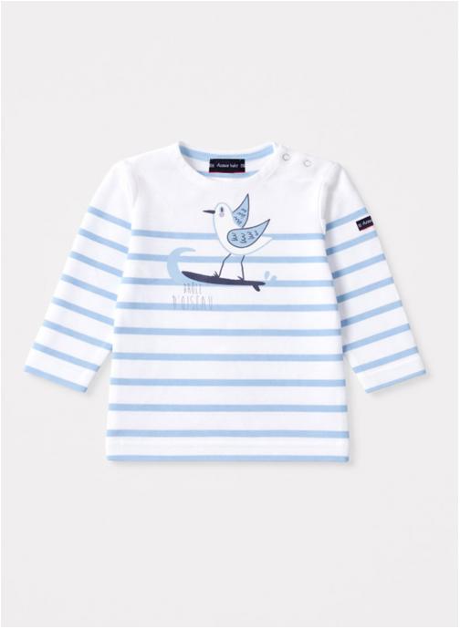 Armor Lux Tee-shirts Marinière K0401 blanc/placid blue fille bleu