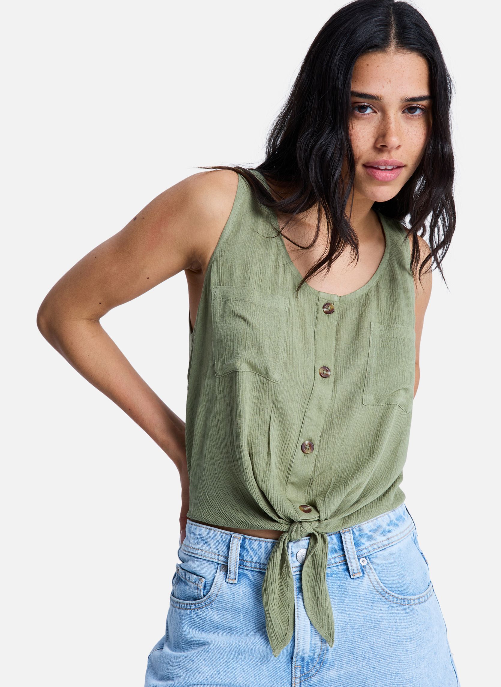 Blouses Blouse sans manches TROPICAL HILL. femme vert Roxy Blouses Blouse sans manches TROPICAL HILL. femme vert Vert