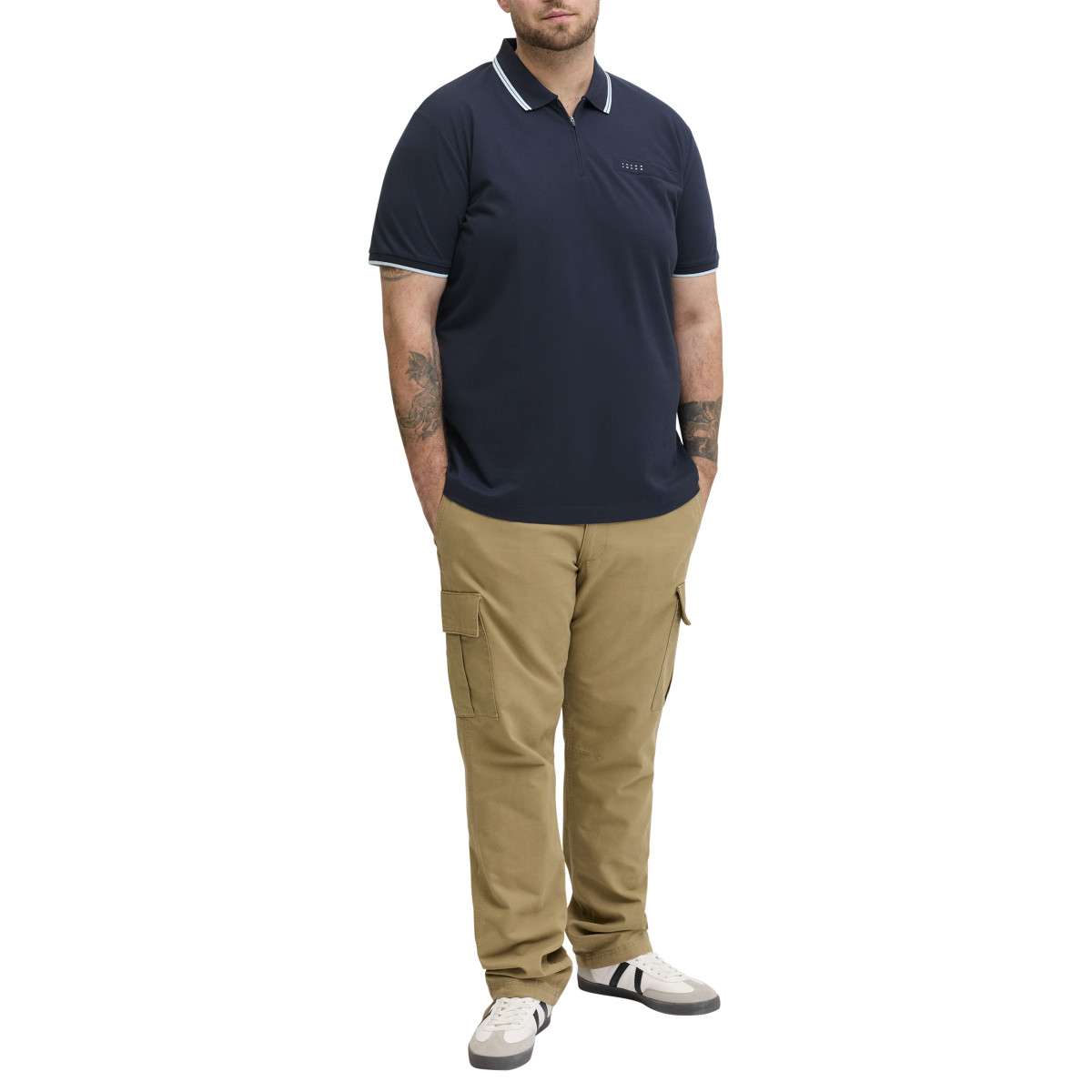 Polos Polo droit - 12297139 homme bleu Jack & Jones Plus Polos Polo droit - 12297139 homme bleu Bleu