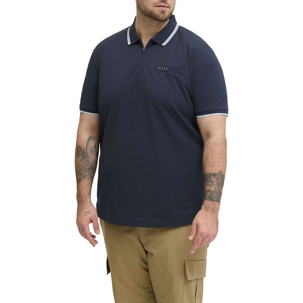 Polos Polo droit - 12297139 homme bleu Jack & Jones Plus Polos Polo droit - 12297139 homme bleu Bleu