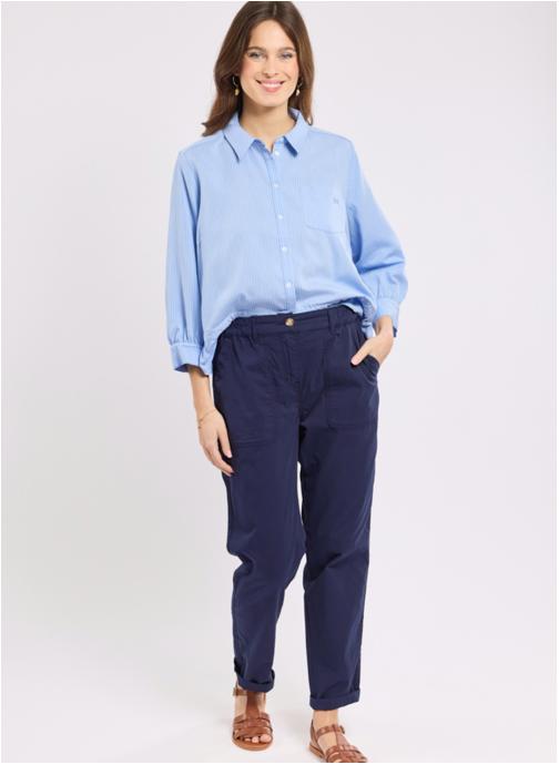 Armor Lux Pantalons droit Chino 74868 silver pine femme bleu