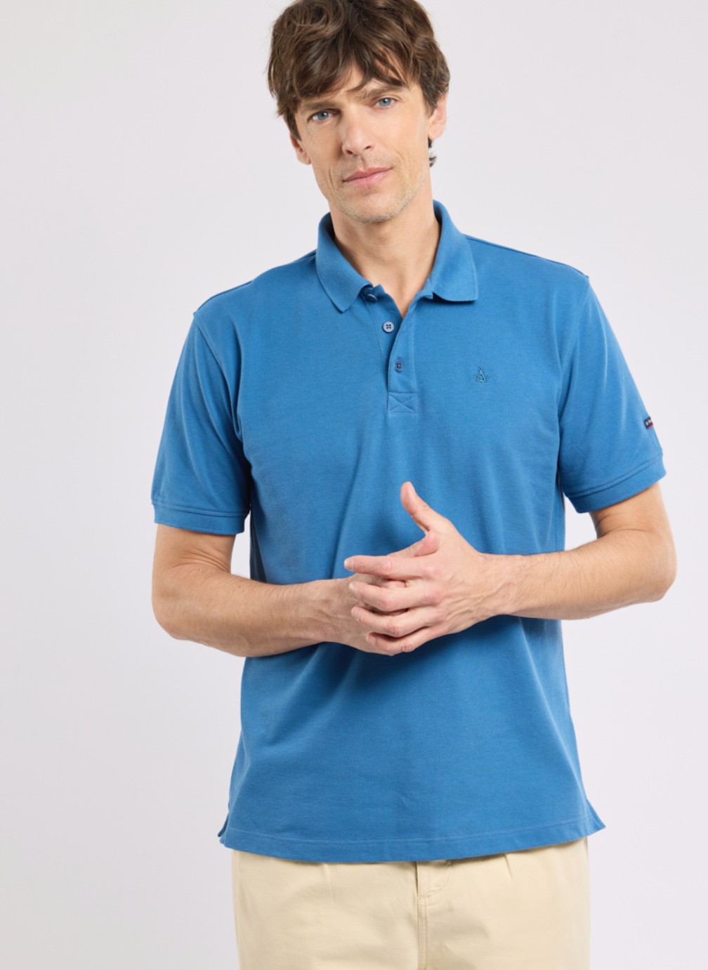 Polos Polo 75045 blanc homme bleu Armor Lux Polos Polo 75045 blanc homme bleu Bleu