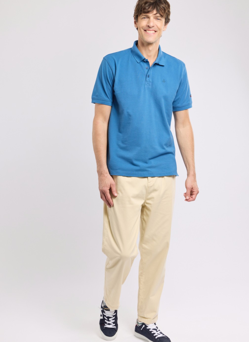 Polos Polo 75045 blanc homme bleu Armor Lux Polos Polo 75045 blanc homme bleu Bleu