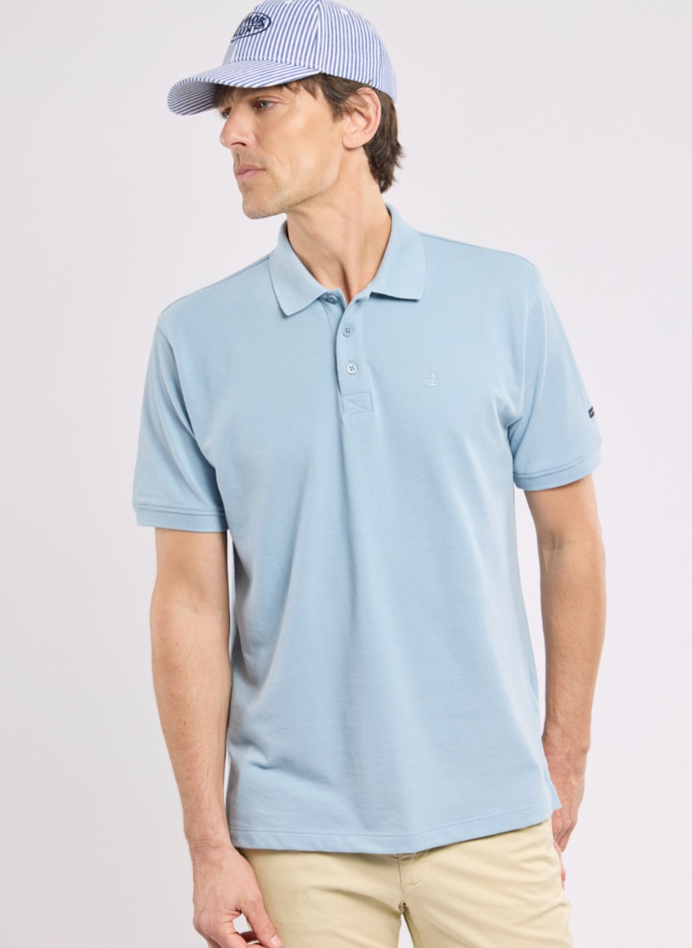 Polos Polo 75045 blanc homme bleu Armor Lux Polos Polo 75045 blanc homme bleu Bleu délavé
