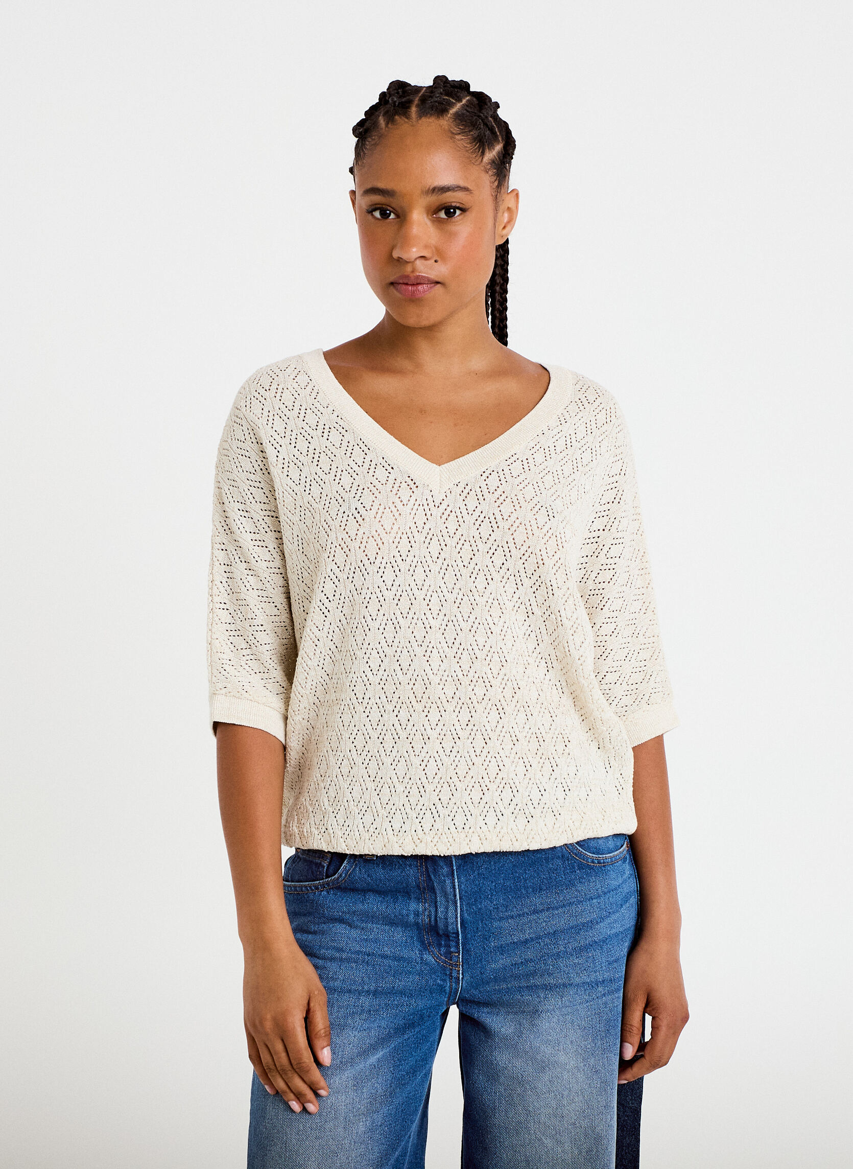 Pulls NEWLUXAJOUV femme blanc Cache Cache Pulls NEWLUXAJOUV femme blanc Blanc