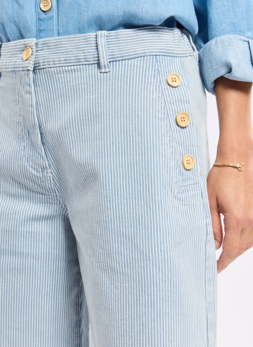 Bermudas Bermuda 75963 fines rayures denim/blanc femme bleu Armor Lux Bermudas Bermuda 75963 fines rayures denim/blanc femme bleu Bleu denim