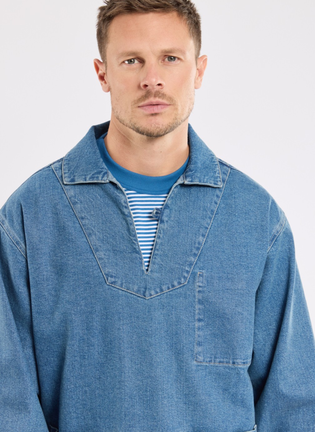 Vestes Vareuse 75872 denim moyen homme bleu Armor Lux Vestes Vareuse 75872 denim moyen homme bleu Bleu denim