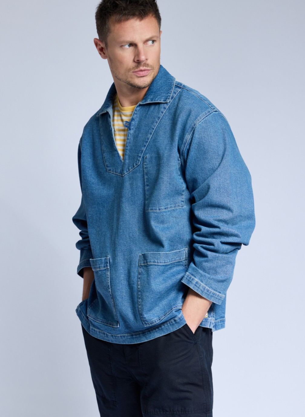Vestes Vareuse 75872 denim moyen homme bleu Armor Lux Vestes Vareuse 75872 denim moyen homme bleu Bleu denim