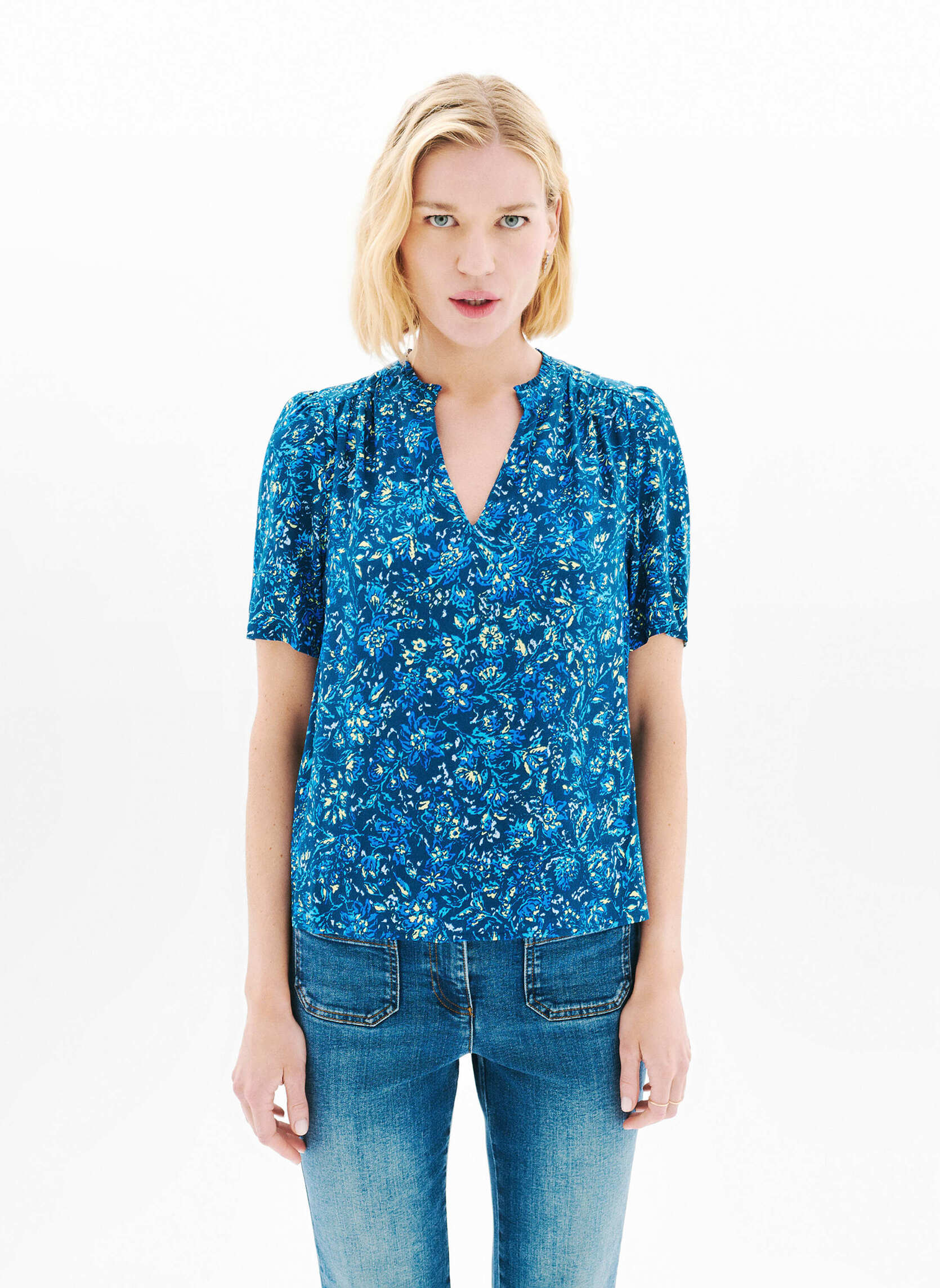 Blouses 252C-CHIMEN femme bleu Caroll Blouses 252C-CHIMEN femme bleu Bleu marine