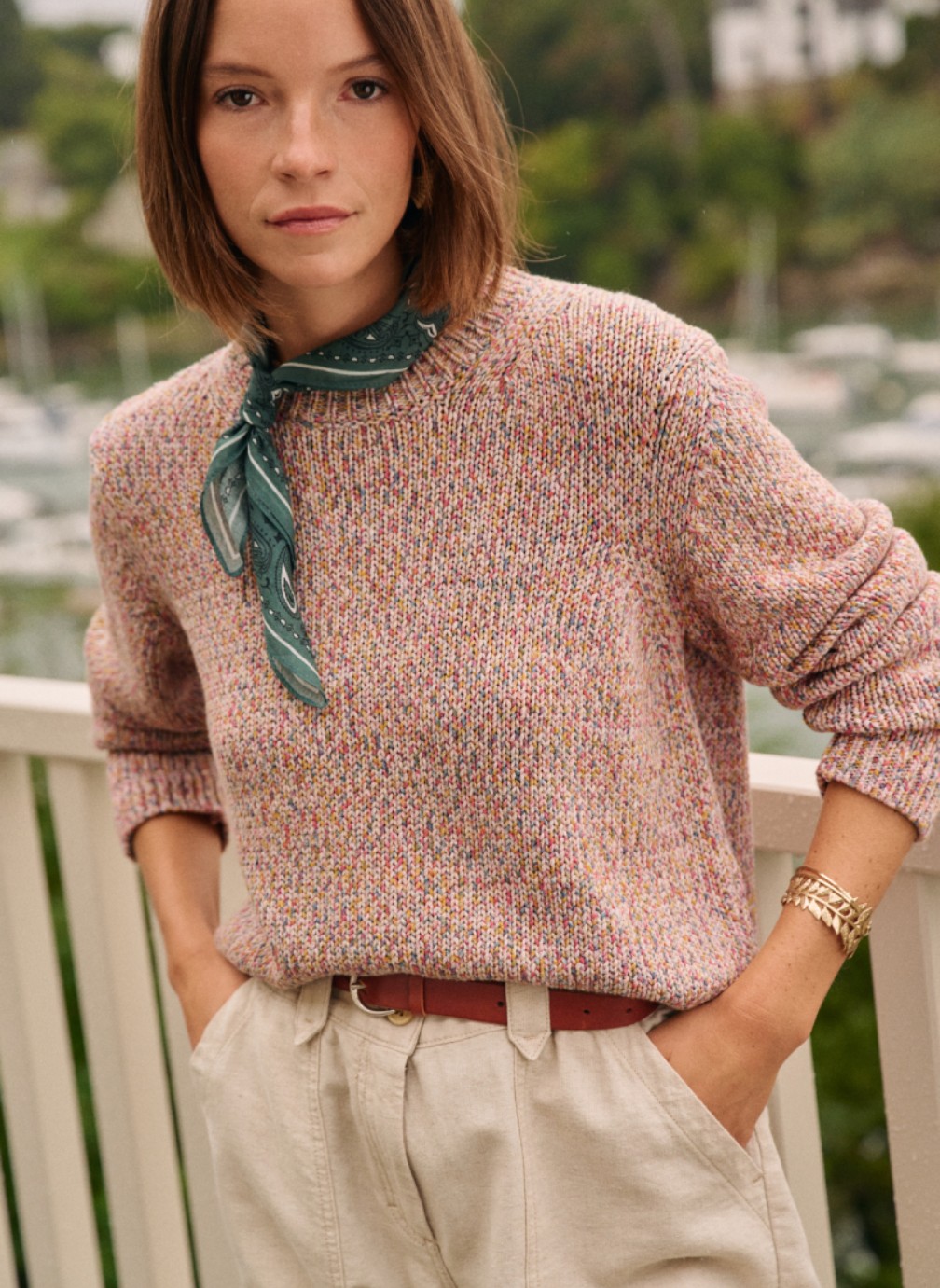 Pulls Pull Heritage fil multicol granit femme beige Armor Lux Pulls Pull Heritage fil multicol granit femme beige Beige