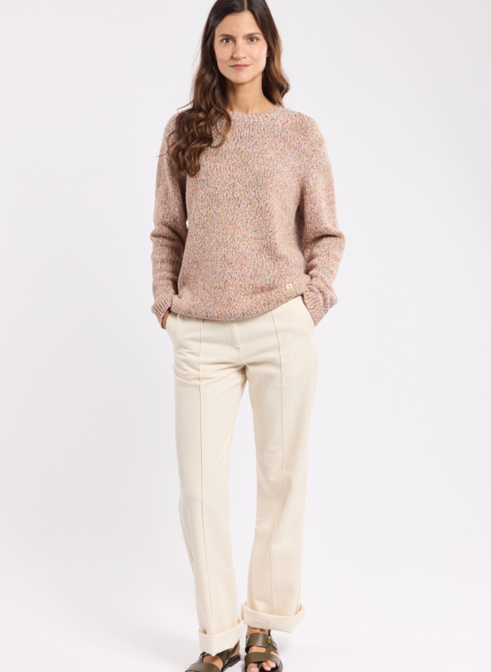 Pulls Pull Heritage fil multicol granit femme beige Armor Lux Pulls Pull Heritage fil multicol granit femme beige Beige