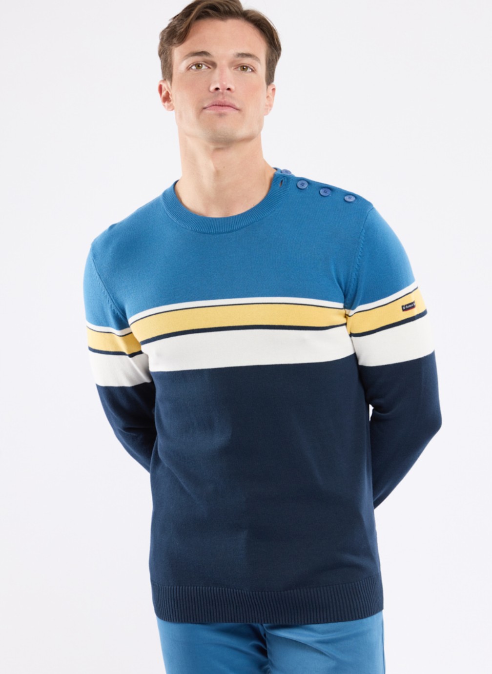 Pulls Pull 74826 marine deep/dark blue/milk homme bleu Armor Lux Pulls Pull 74826 marine deep/dark blue/milk homme bleu Bleu