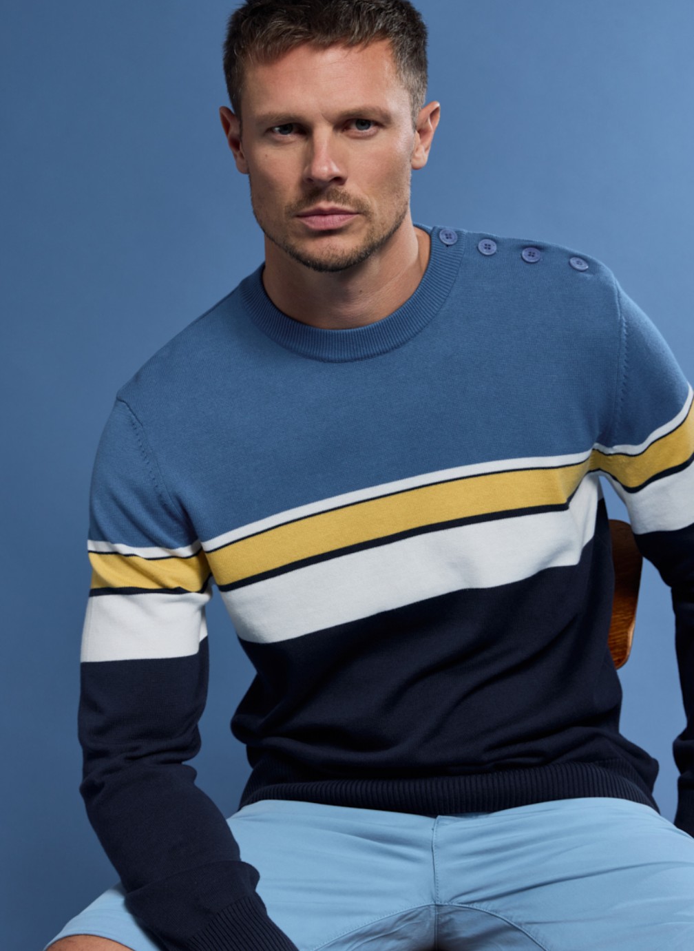 Pulls Pull 74826 marine deep/dark blue/milk homme bleu Armor Lux Pulls Pull 74826 marine deep/dark blue/milk homme bleu Bleu