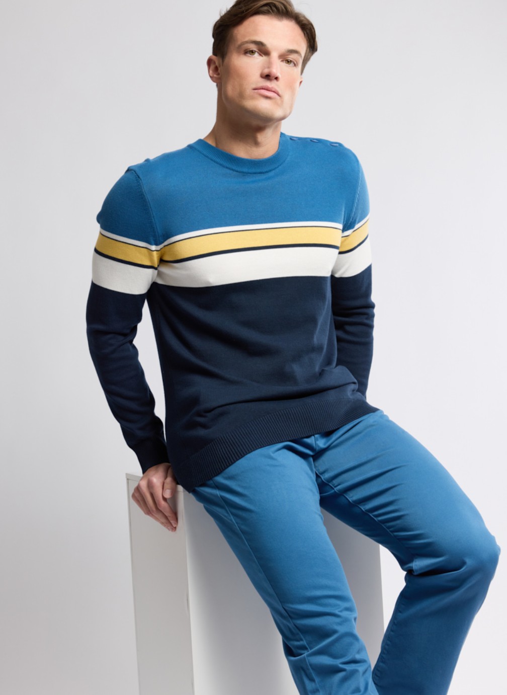 Pulls Pull 74826 marine deep/dark blue/milk homme bleu Armor Lux Pulls Pull 74826 marine deep/dark blue/milk homme bleu Bleu