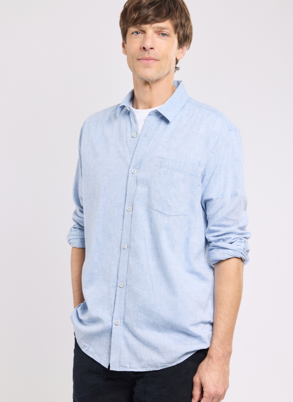 Chemises Chemise 75886 faux uni bleu homme bleu Armor Lux Chemises Chemise 75886 faux uni bleu homme bleu Bleu ciel