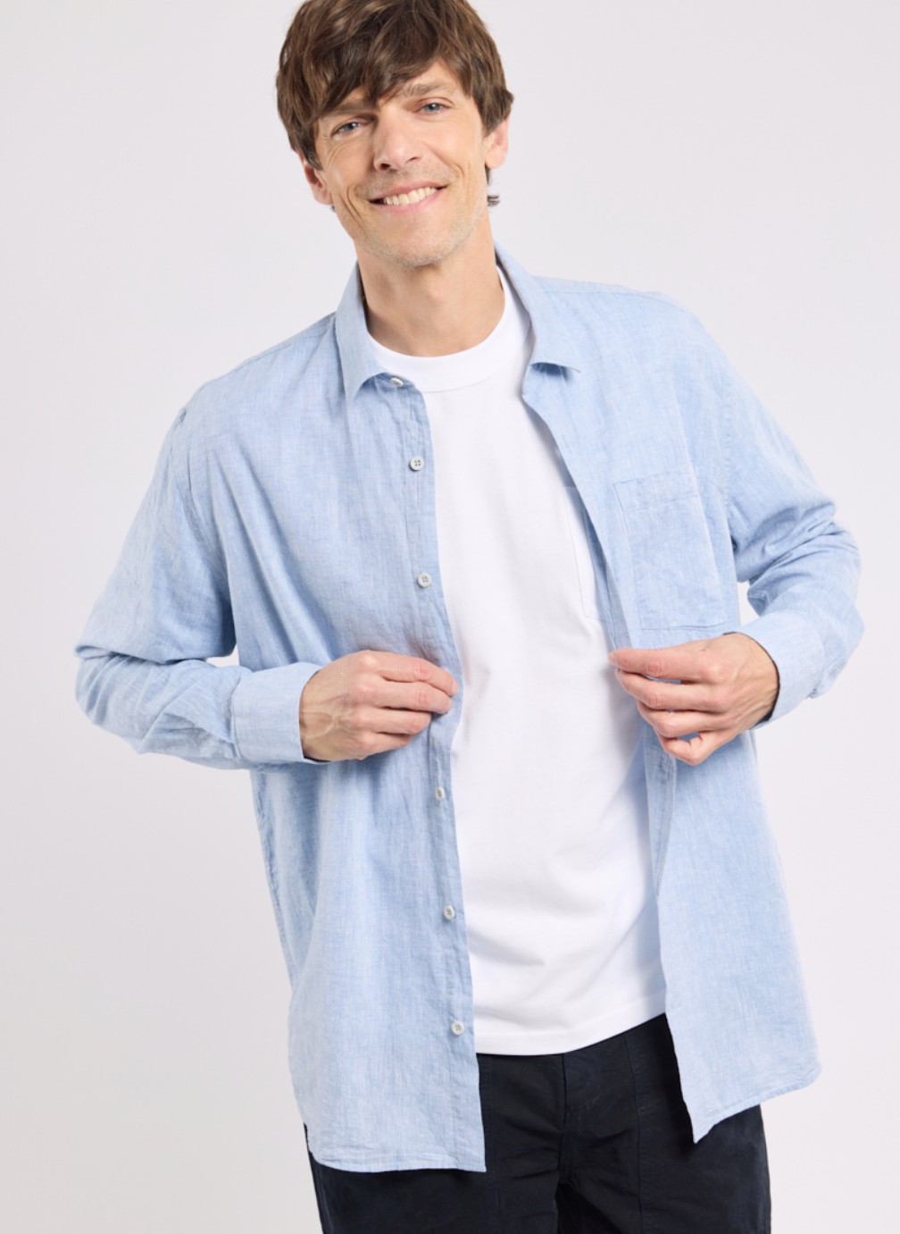 Chemises Chemise 75886 faux uni bleu homme bleu Armor Lux Chemises Chemise 75886 faux uni bleu homme bleu Bleu ciel