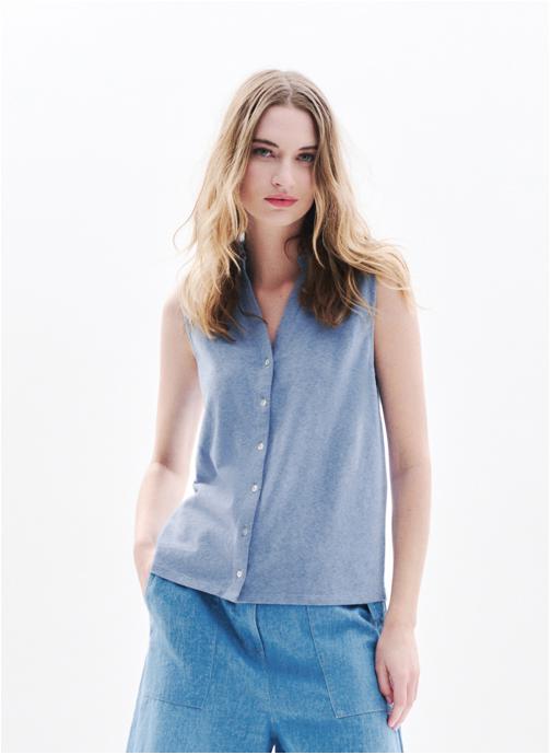 Caroll Chemises Débardeurs - 251T-TESTER femme bleu
