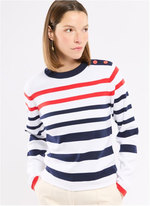 Armor Lux Pulls Pull Saint valentin blanc/seal/carminio femme blanc