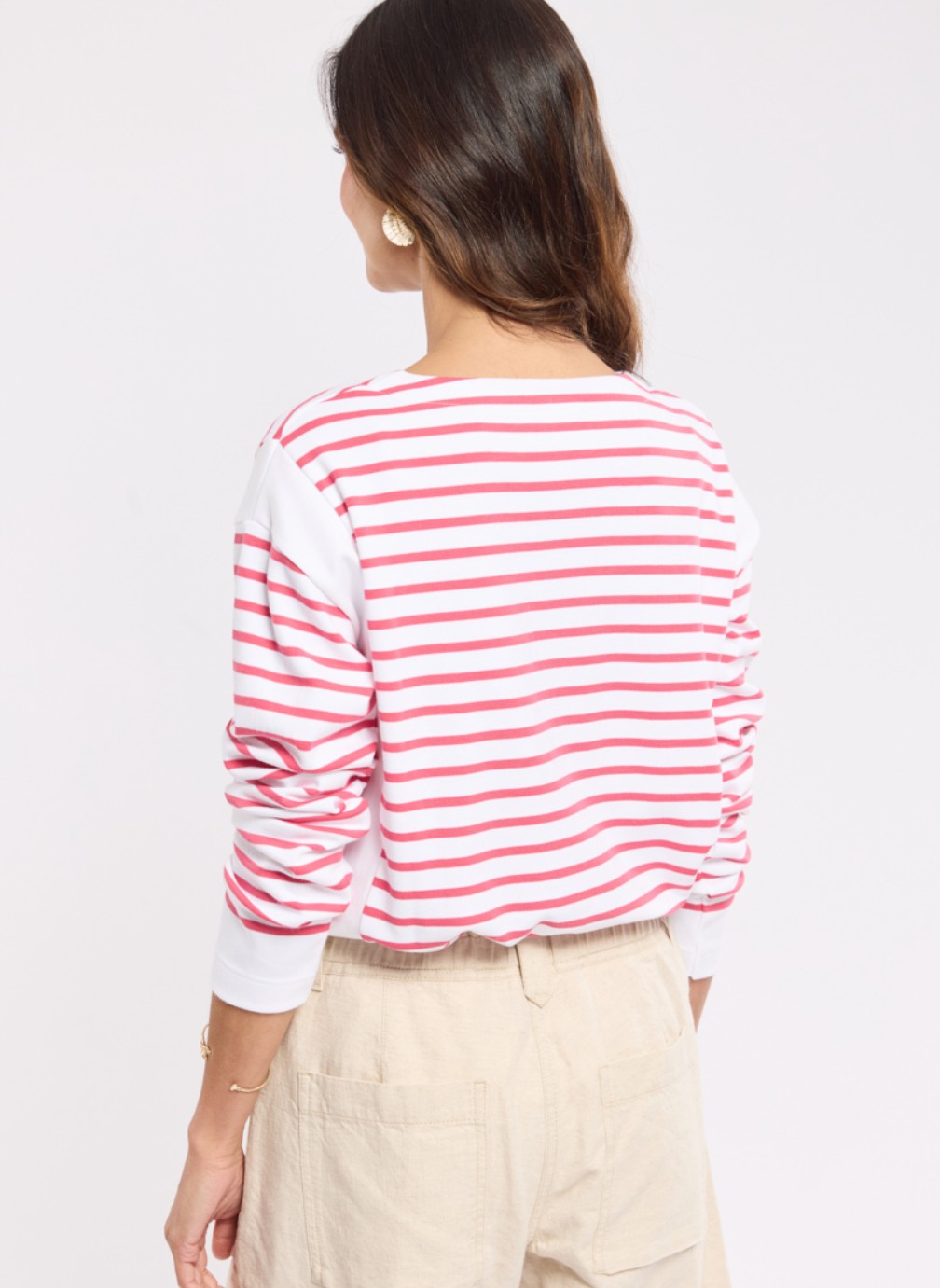 Tee-shirts Marinière 76109 blanc/primerose femme rose Armor Lux Tee-shirts Marinière 76109 blanc/primerose femme rose Rose