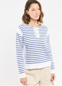 Tee-shirts Marinière 76109 blanc/primerose femme rose