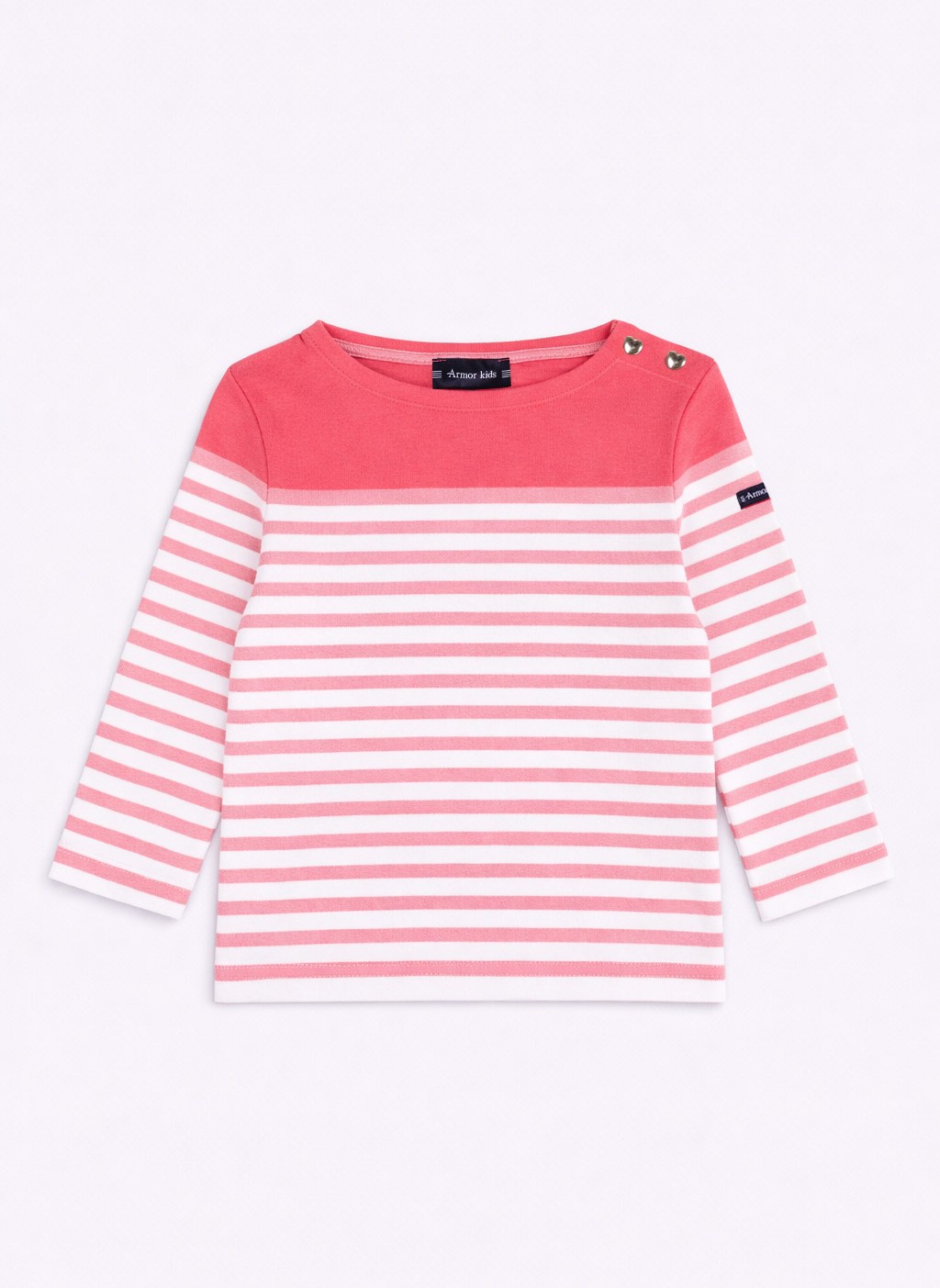 Tee-shirts Marinière Kids blanc/ dahlia/ rouge red fille rose Armor Lux Tee-shirts Marinière Kids blanc/ dahlia/ rouge red fille rose Rose