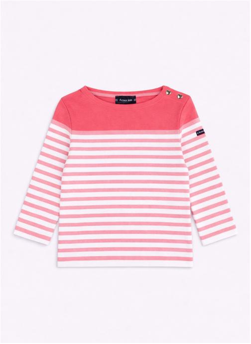 Armor Lux Tee-shirts Marinière Kids blanc/ dahlia/ rouge red fille rose